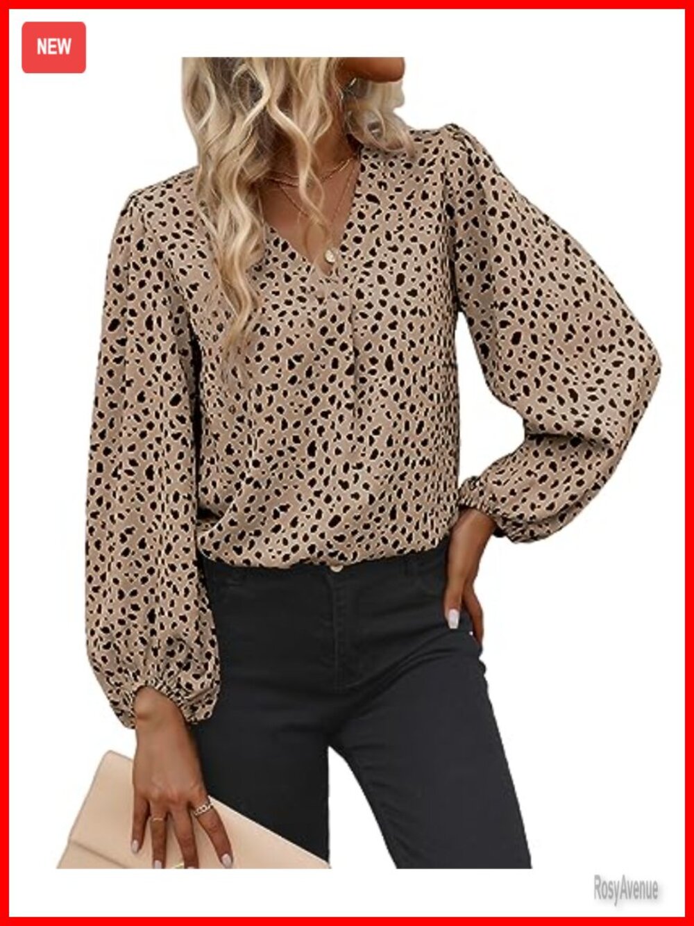 Womens Long Sleeve Chiffon Blouse V-Neck Smocked Cuff Work Top